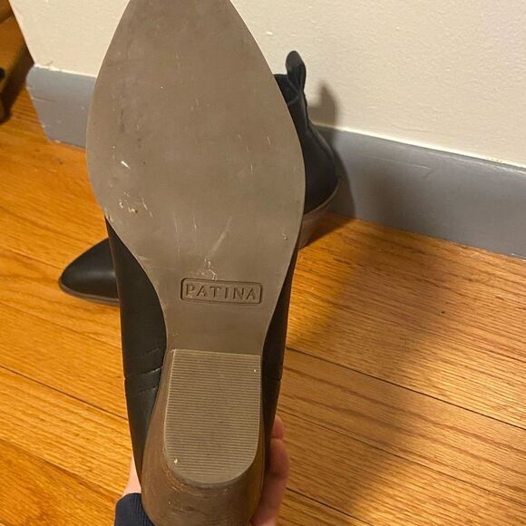 Black Patina Portland Leather Ankle Boots Western Cowgirl Rodeo Work School 7.5 - Picture 3 of 3